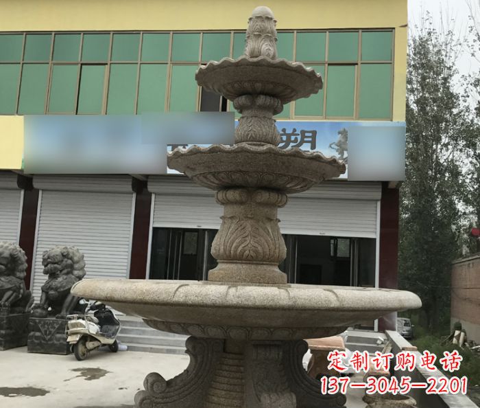合肥三层砂岩喷泉欧式石雕,定制专属你的雕塑