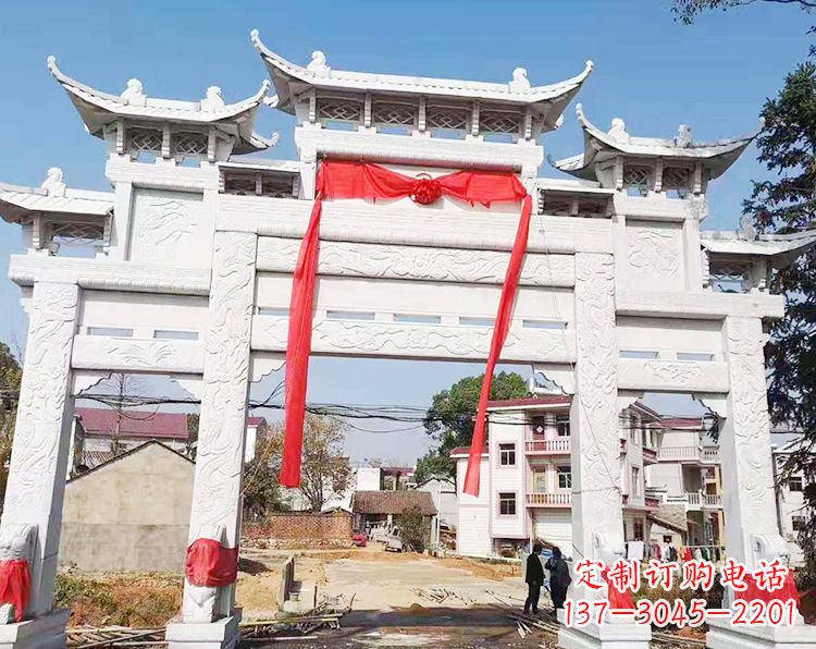 合肥三门三楼石雕牌坊:专业定制牌坊雕塑