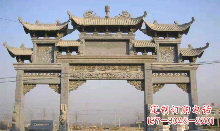 合肥特色街角石雕牌坊精致典雅的装点