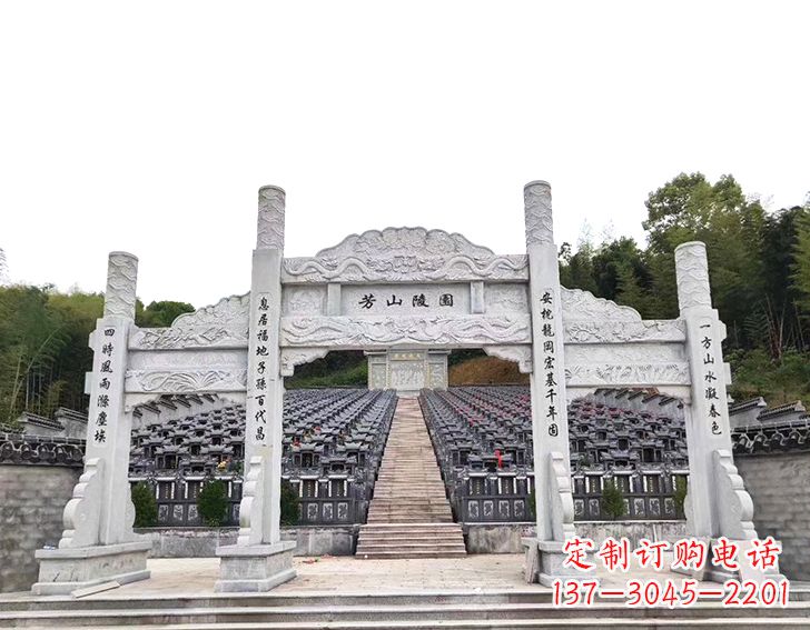 合肥精致雕刻的三门石牌坊雕塑