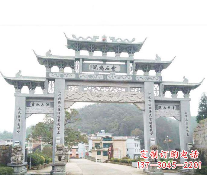 合肥三门五楼石牌坊石雕——精美精致的多层次雕刻