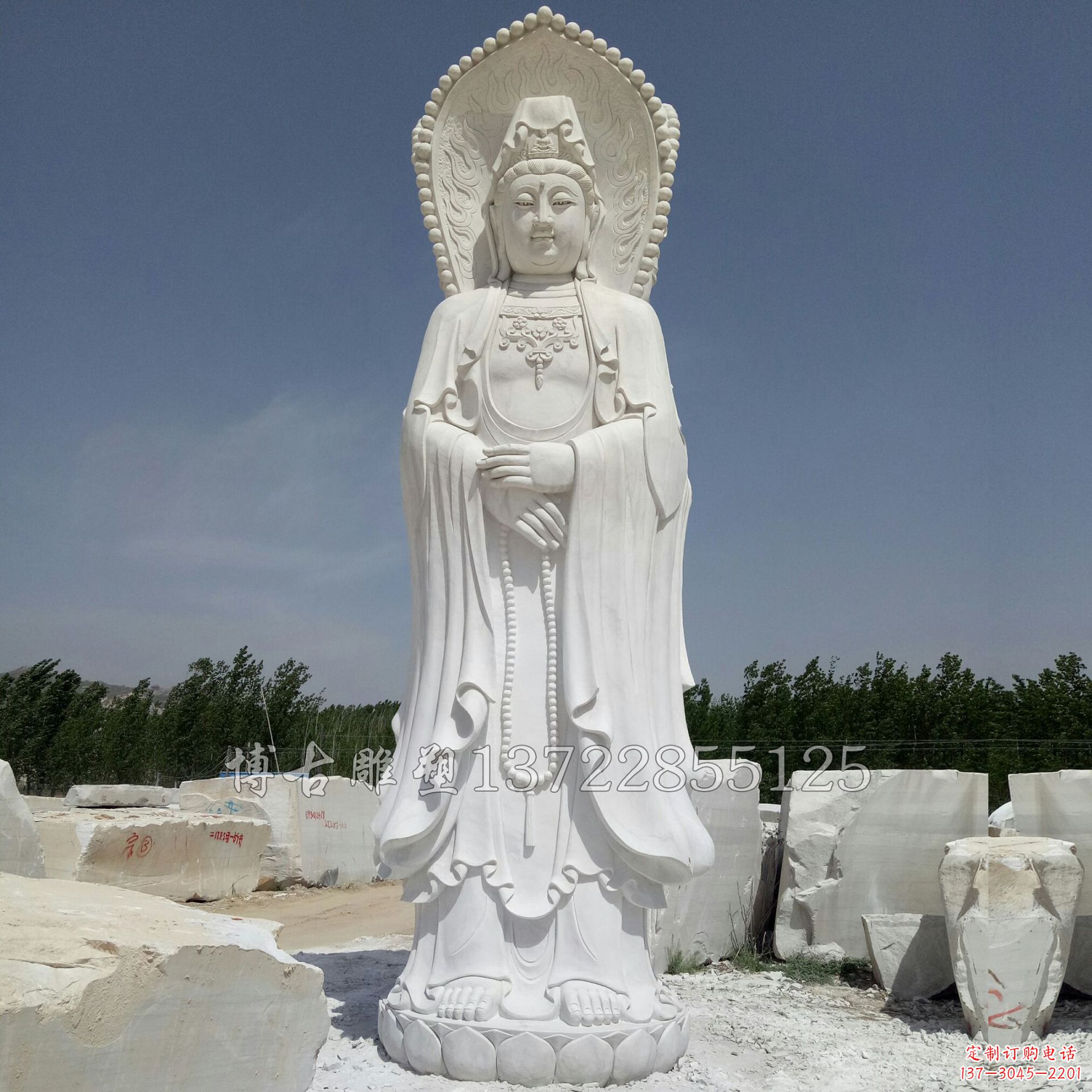 合肥观赏性质的三面观音石雕塑