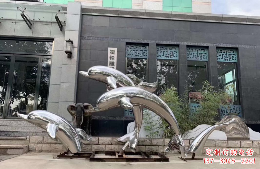 合肥高端定制不锈钢海豚雕塑