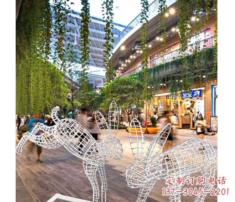 合肥商场休闲镂空兔子不锈钢雕塑