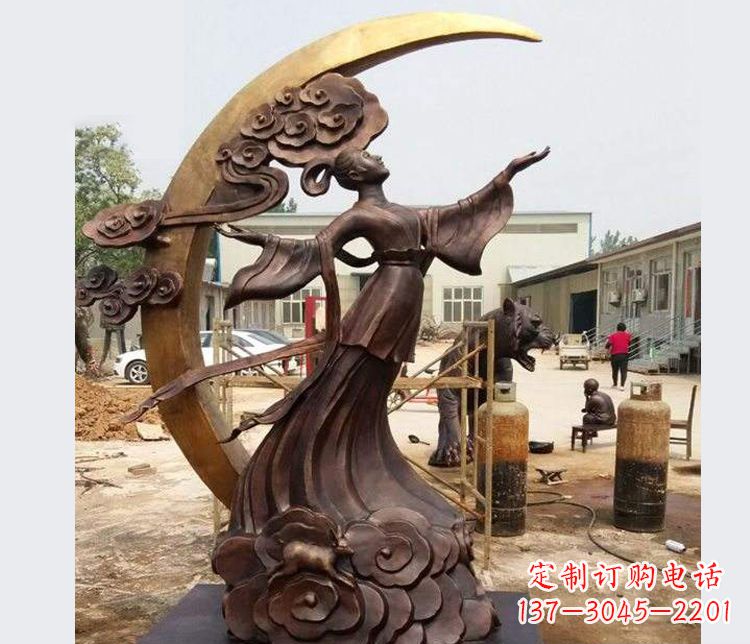合肥中领雕塑:精美嫦娥月亮铜雕