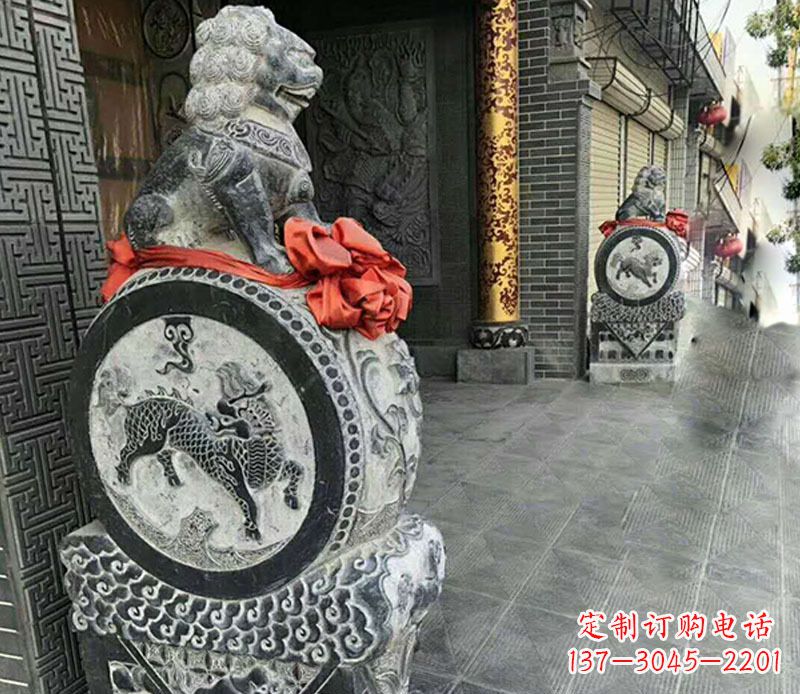 合肥狮子抱鼓石门墩雕塑,体现古典风格