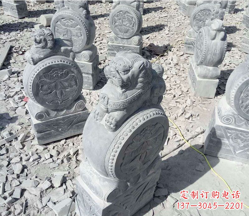合肥狮子抱鼓石招财门墩石雕,尊贵大气典雅