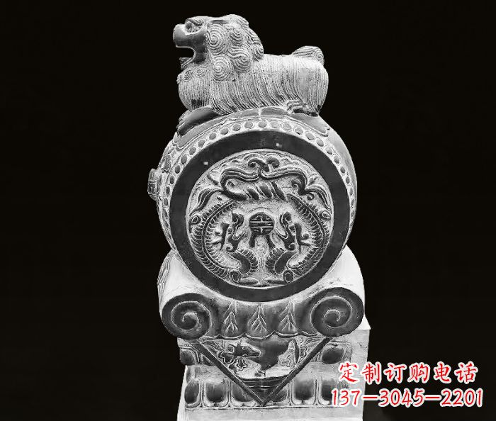 合肥中领雕塑狮子石抱鼓仿古石门墩
