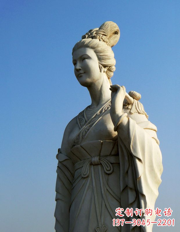 合肥十二花神之九月菊花庞苏汉白玉古代美女雕像