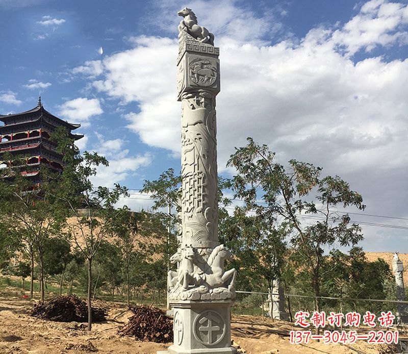 合肥十二生肖午马柱石雕
