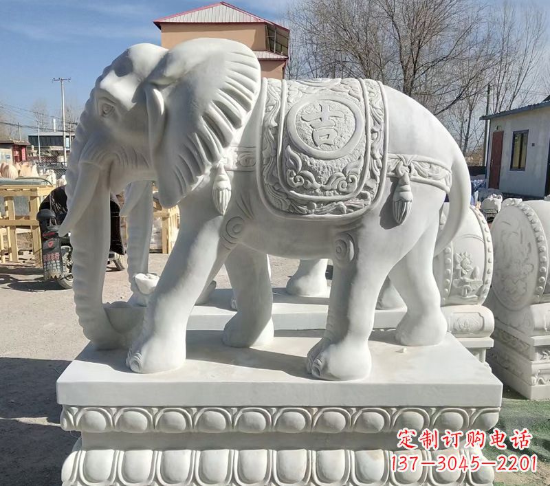 合肥中领雕塑精美石材大象雕塑