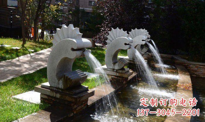 合肥石雕抽象喷水海马