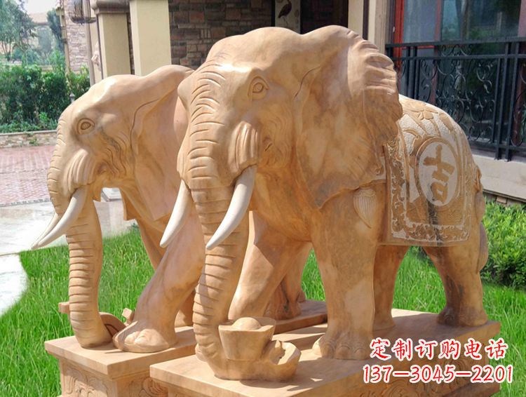 合肥石雕大象风水的精美雕塑