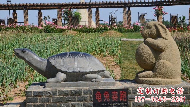 合肥欣赏精美动物雕塑:石雕龟兔赛跑