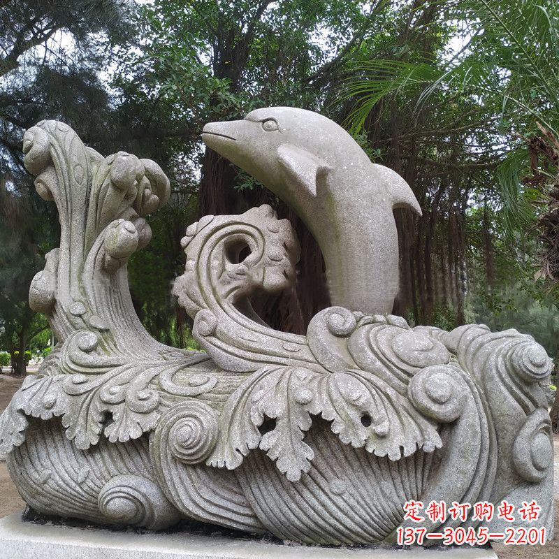 合肥精美的石雕海豚雕塑,为您的公园林营造出别具匠心的水景特色