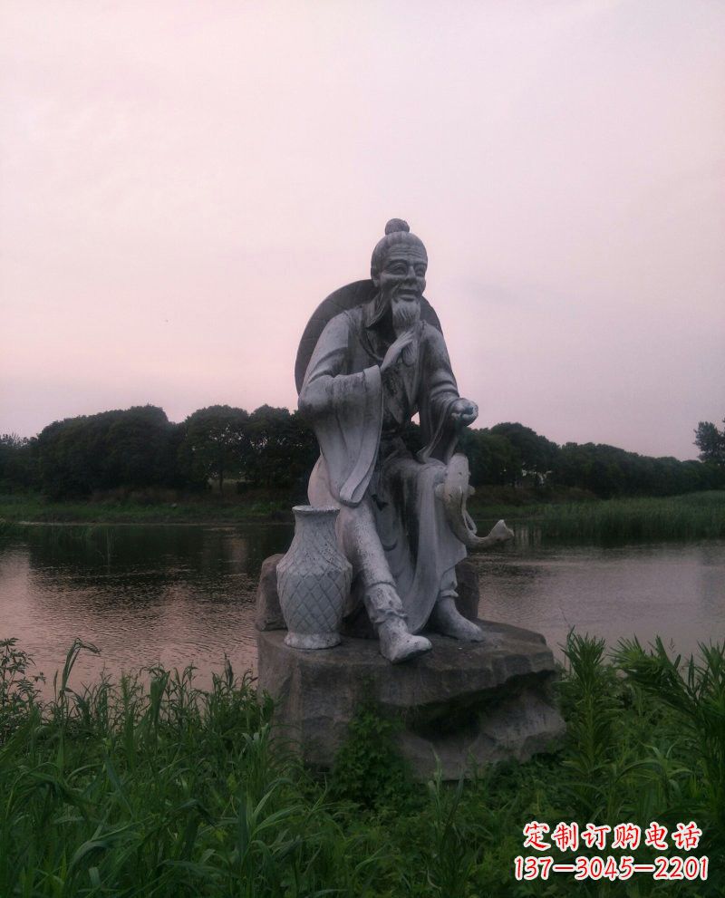 合肥美观大气的姜太公石雕鱼钓雕塑