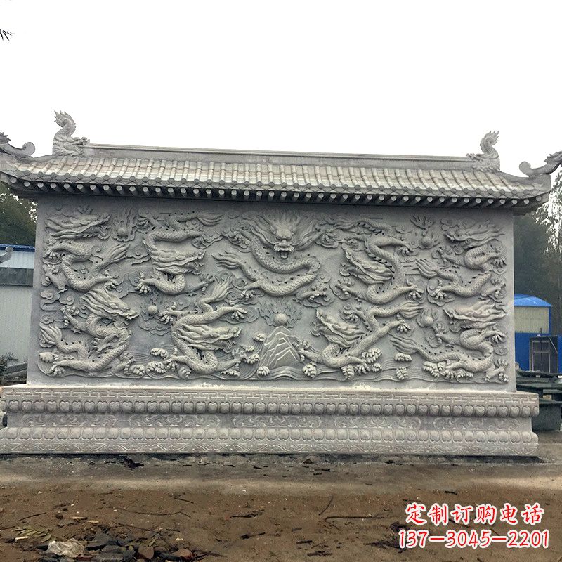 合肥中领雕塑:精美九龙壁雕塑,添彩寺庙庭院