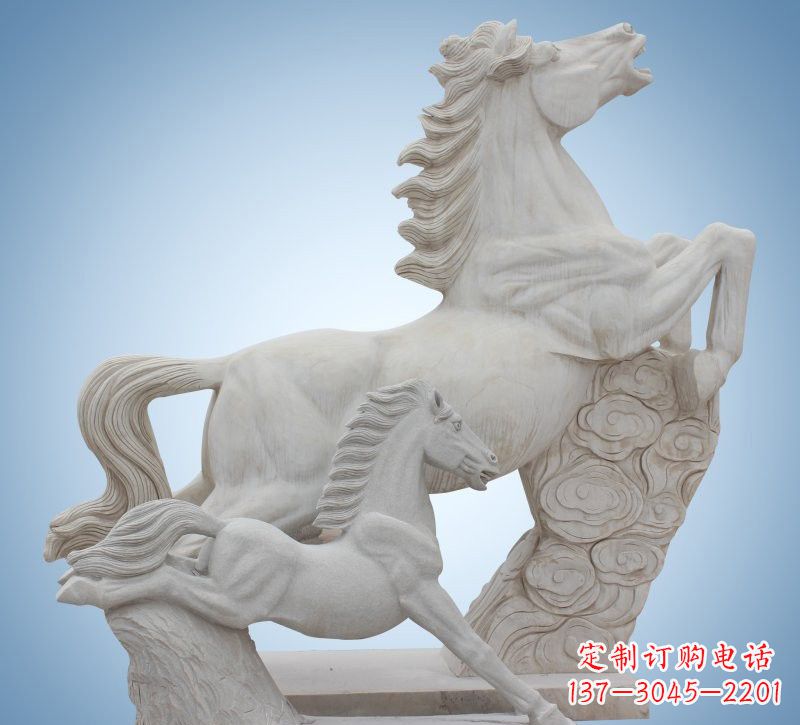合肥精致石质母子奔马雕塑