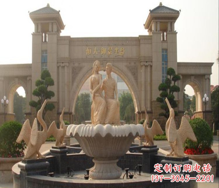 合肥石雕西方人物喷泉雕塑