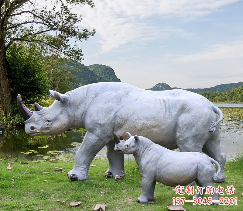 合肥石雕犀牛母子雕塑