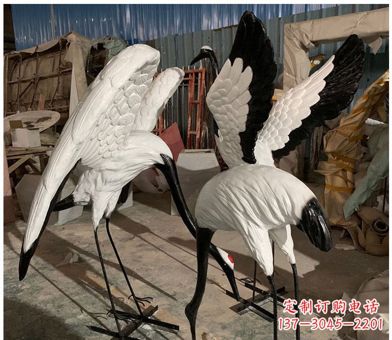 合肥石雕展翅丹顶鹤动物雕塑