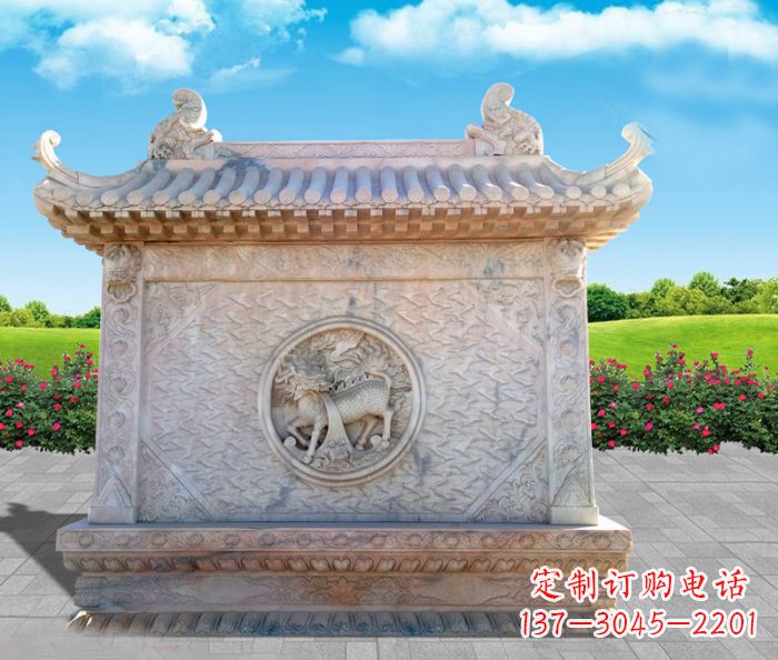 合肥石浮雕麒麟庭院影壁