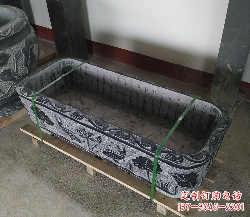 合肥石浮雕鱼缸仿古鱼缸石雕