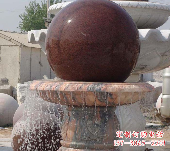 合肥石来运转小型风水球喷泉石雕