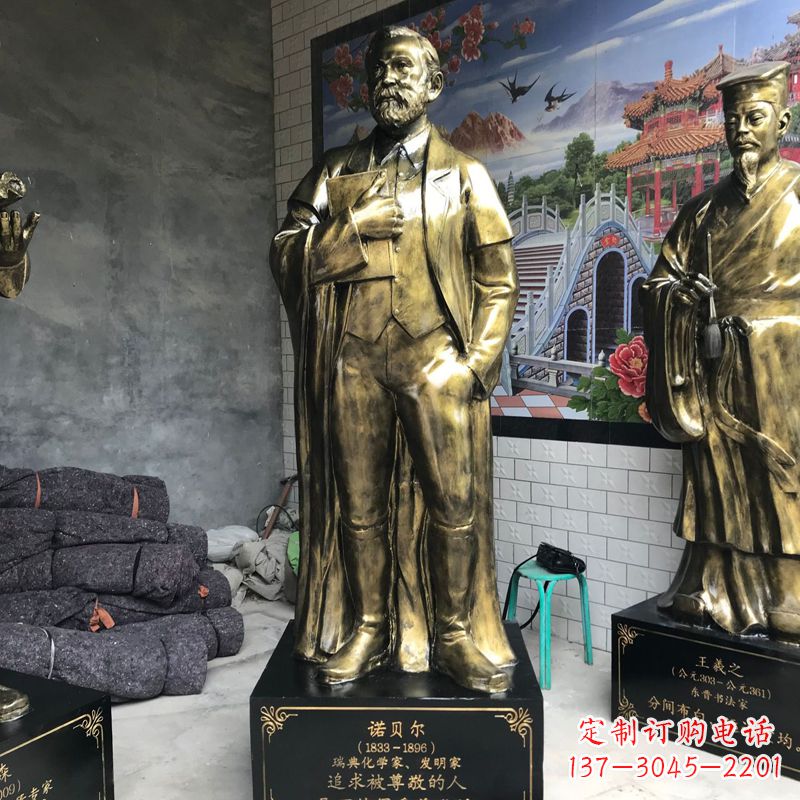 合肥世界名人瑞典著名化学家诺贝尔仿铜雕像