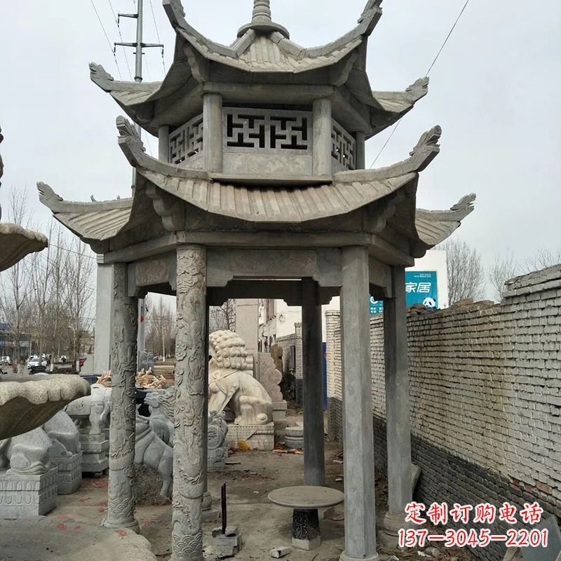 合肥双层大理石凉亭雕塑