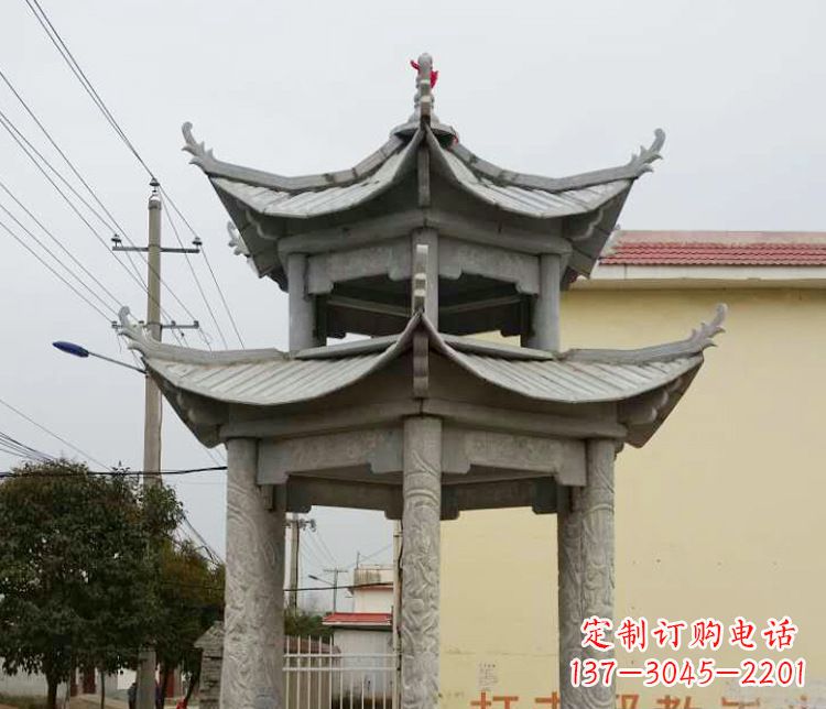 合肥双层仿古凉亭石雕 (2)