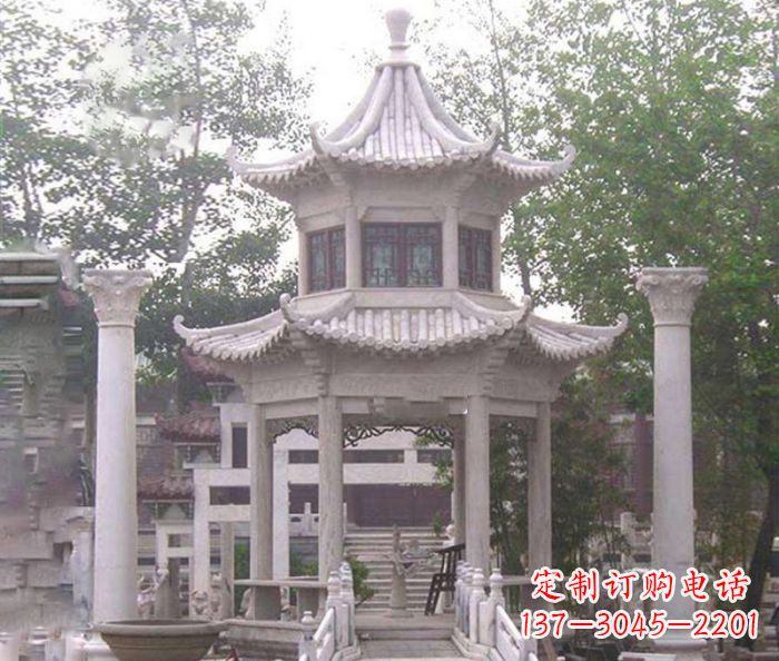 合肥双层仿古凉亭石雕 (3)