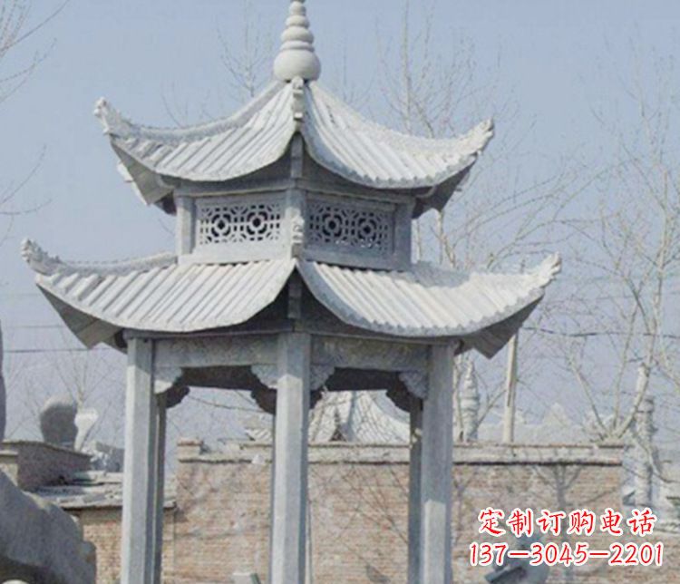合肥双层仿古六角凉亭石雕