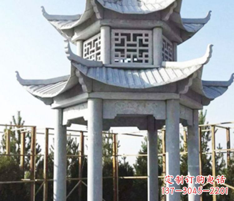 合肥双层仿古石凉亭石雕_2