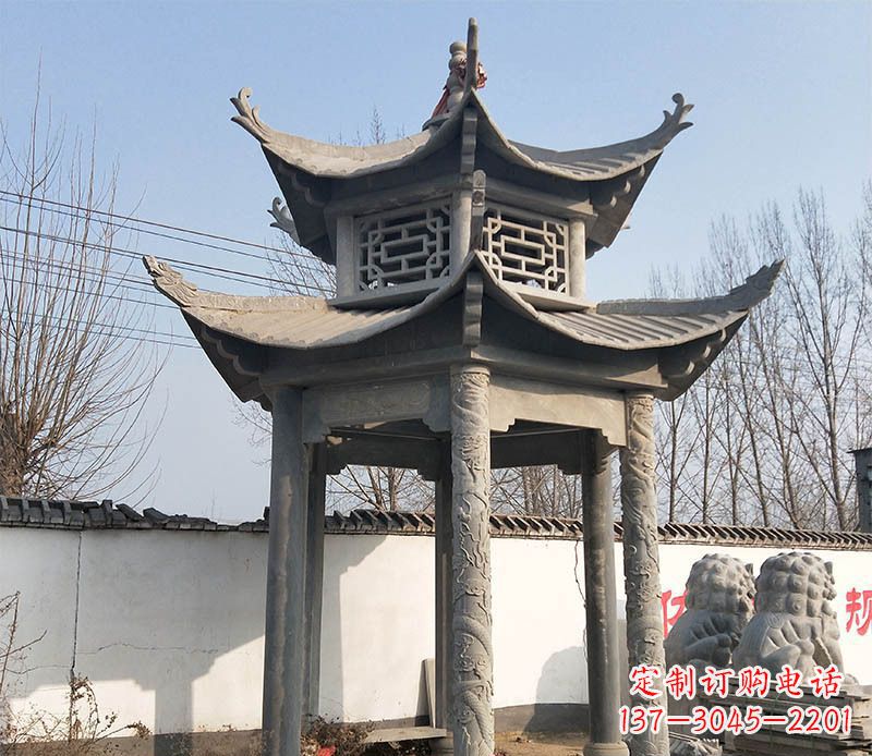 合肥双层户外凉亭石雕 (2)