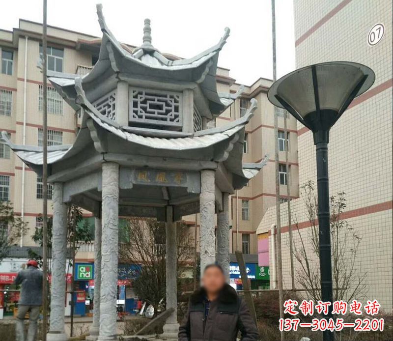 合肥双层六角凉亭石雕