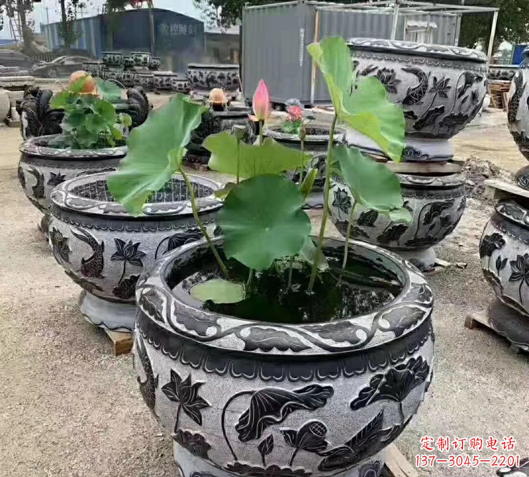 合肥睡莲石浮雕花盆雕塑公园景观雕塑