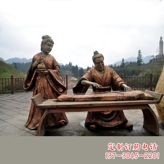 合肥司马相如与卓文君铜雕塑像-城市广场历史名人情景雕塑