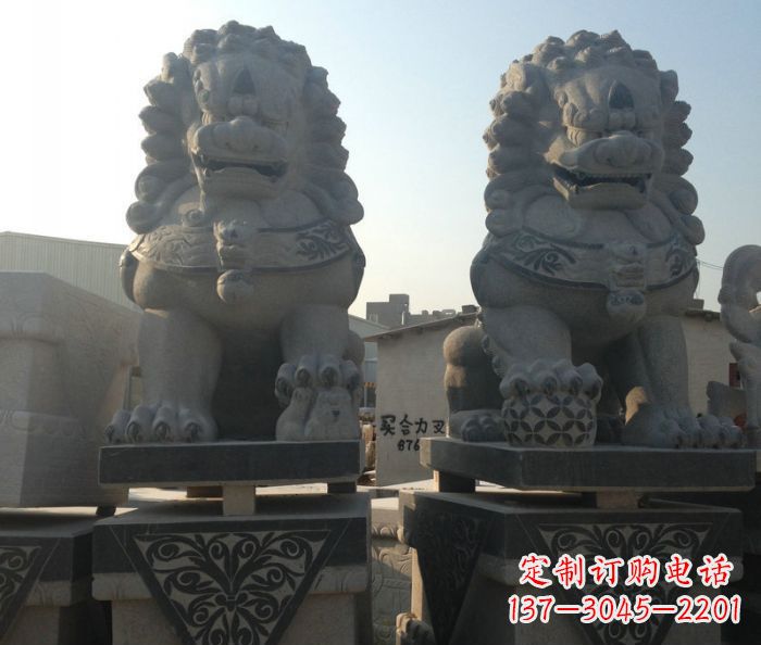 合肥寺庙景观仿古石狮子 (2)