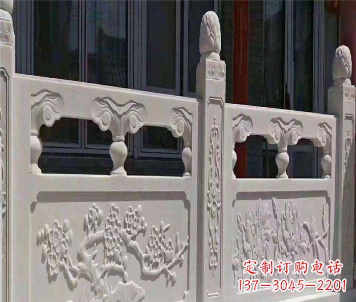 合肥寺庙景观汉白玉石浮雕栏板 (2)