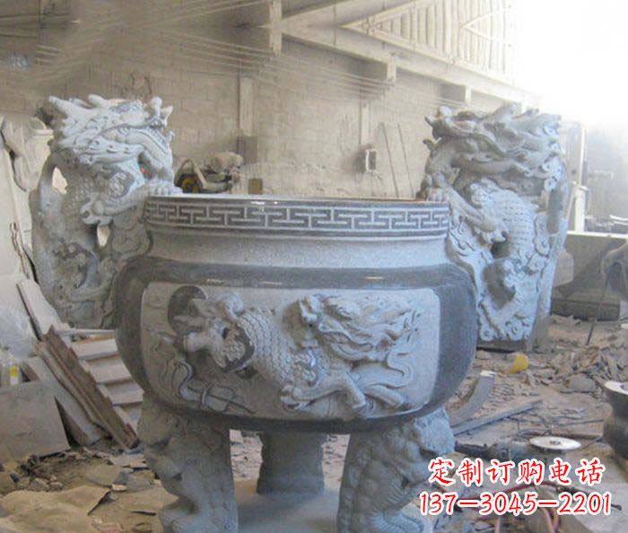 合肥寺庙景观龙头水缸石雕