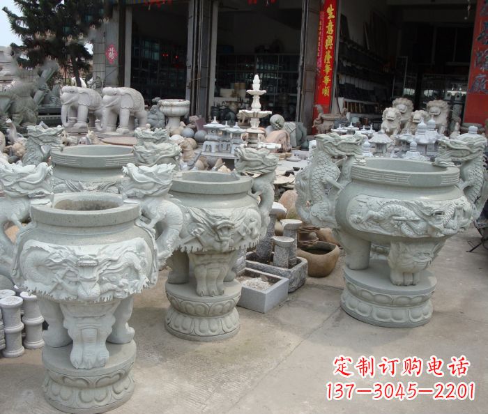 合肥寺庙景观龙头石雕水缸