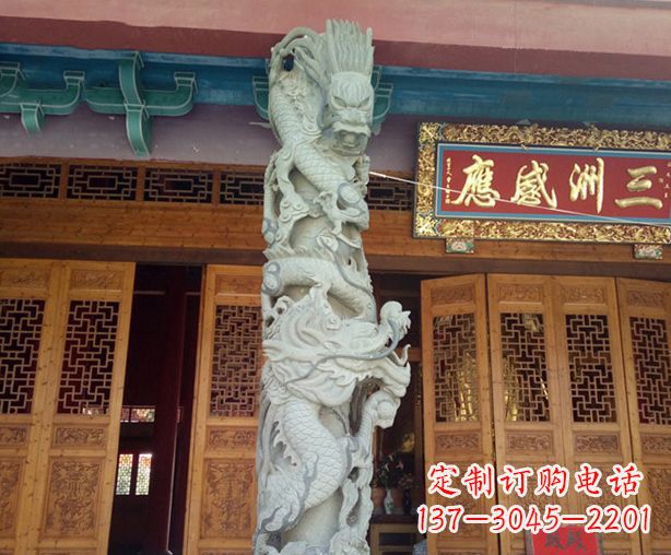 合肥寺庙景观龙柱石雕 (2)