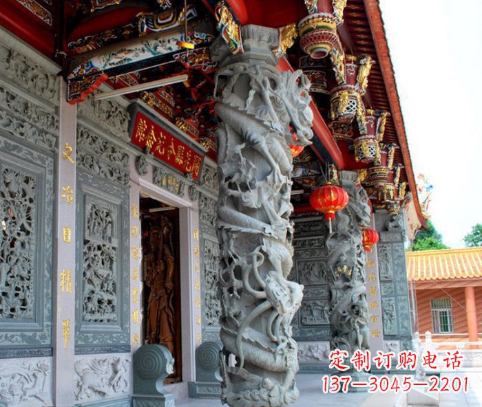 合肥寺庙景观龙柱石雕