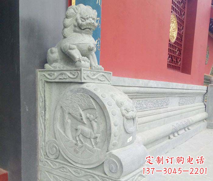 合肥寺庙景观狮子石门墩抱鼓石