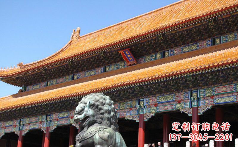 合肥寺庙门口青铜狮子雕塑