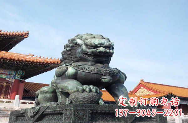 合肥寺庙门口狮子铜雕