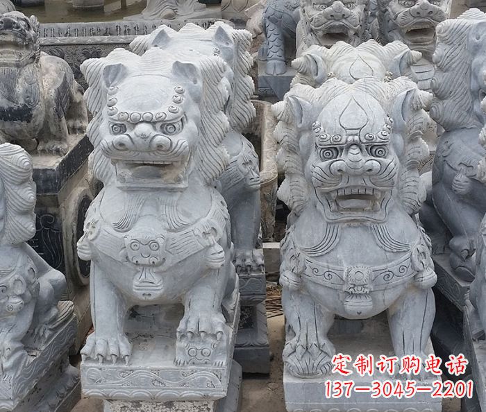 合肥寺庙青石狮子石雕