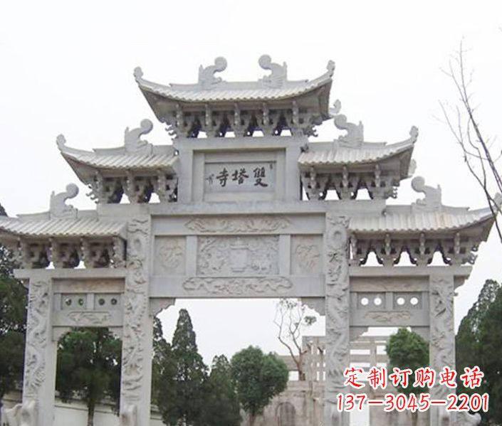 合肥寺庙三门牌坊石雕 (2)