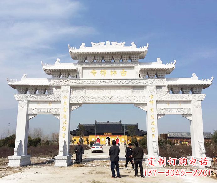 合肥寺庙三门五楼石牌坊石雕_2